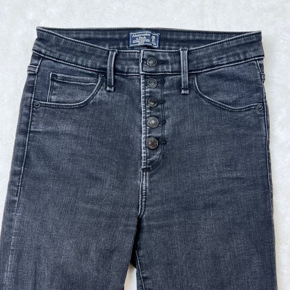 Abercrombie & Fitch Simone High Rise Ankle Jeans Size 26/2R Stretch Faded Black - Picture 2 of 7